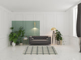 5' X 8' Grey Teal And Beige Geometric Power Loom Stain Resistant Area Rug