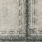 5' X 8' Grey Teal And Beige Geometric Power Loom Stain Resistant Area Rug