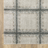 5' X 8' Grey Teal And Beige Geometric Power Loom Stain Resistant Area Rug