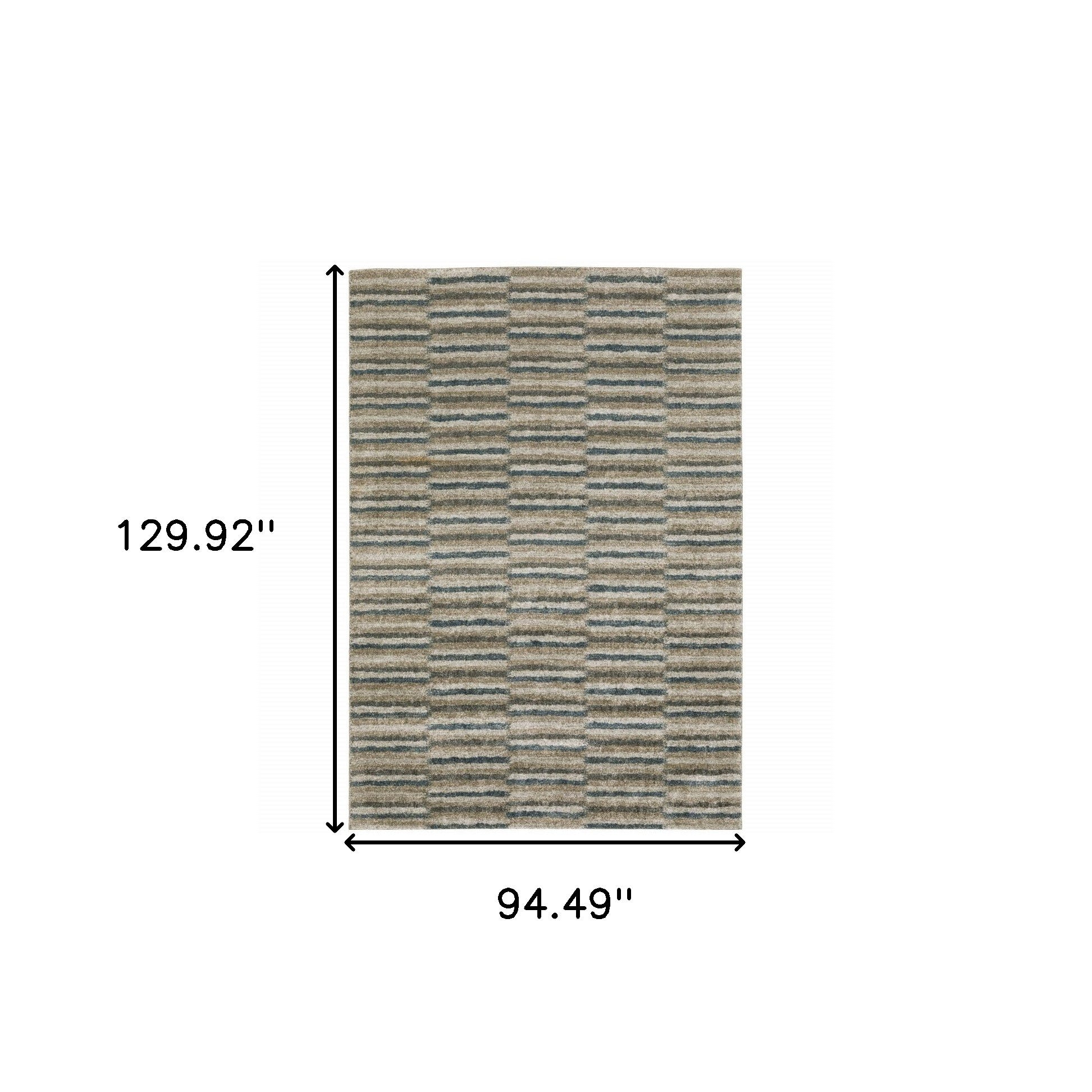 8' X 11' Teal Blue Grey And Tan Geometric Power Loom Stain Resistant Area Rug