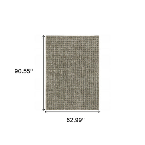 5' X 8' Grey Tan And Beige Geometric Power Loom Stain Resistant Area Rug