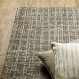 5' X 8' Grey Tan And Beige Geometric Power Loom Stain Resistant Area Rug