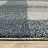 2' X 8' Teal Grey Tan And Beige Geometric Power Loom Stain Resistant Runner Rug