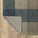 2' X 8' Teal Grey Tan And Beige Geometric Power Loom Stain Resistant Runner Rug