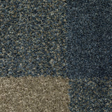 3' X 5' Teal Grey Tan And Beige Geometric Power Loom Stain Resistant Area Rug