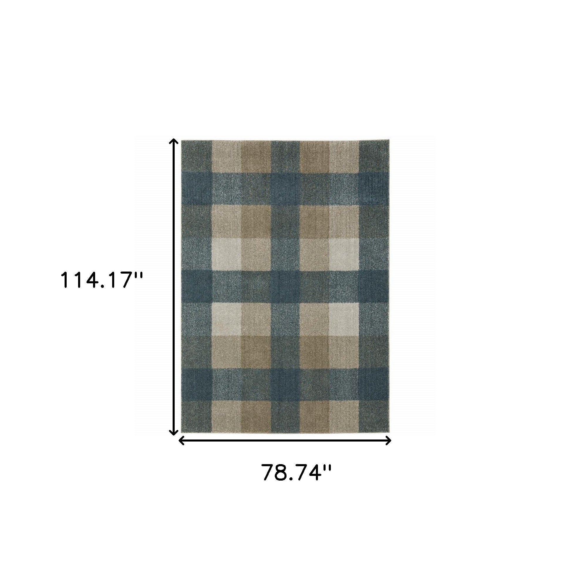 6' X 9' Teal Grey Tan And Beige Geometric Power Loom Stain Resistant Area Rug