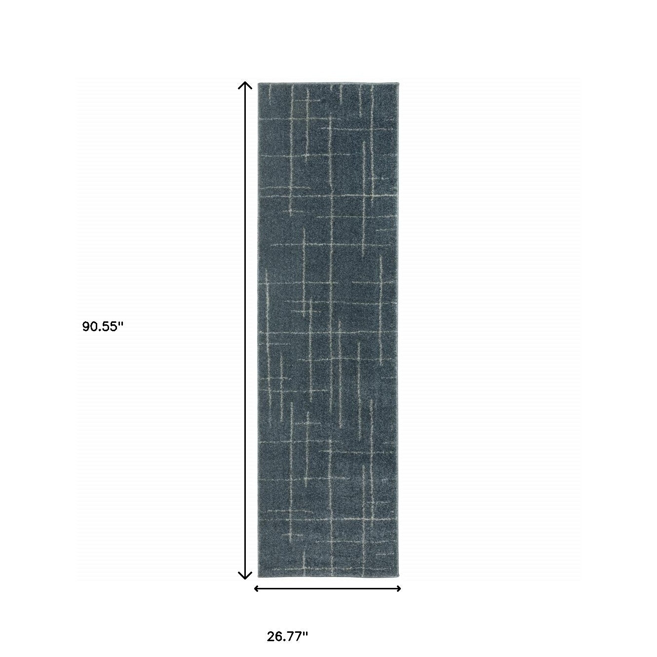 2' X 8' Blue And Grey Geometric Power Loom Stain Resistant Runner Rug