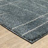 2' X 8' Blue And Grey Geometric Power Loom Stain Resistant Runner Rug