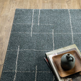 2' X 8' Blue And Grey Geometric Power Loom Stain Resistant Runner Rug