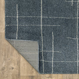 2' X 8' Blue And Grey Geometric Power Loom Stain Resistant Runner Rug