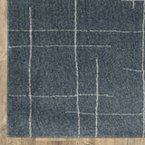 2' X 8' Blue And Grey Geometric Power Loom Stain Resistant Runner Rug