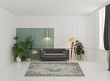 6' X 9' Grey Blue And Teal Oriental Power Loom Stain Resistant Area Rug