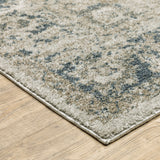 6' X 9' Grey Blue And Teal Oriental Power Loom Stain Resistant Area Rug