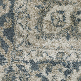 6' X 9' Grey Blue And Teal Oriental Power Loom Stain Resistant Area Rug