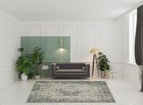 8' X 11' Grey Blue And Teal Oriental Power Loom Stain Resistant Area Rug