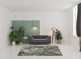 6' X 9' Teal Grey Tan And Beige Abstract Power Loom Stain Resistant Area Rug
