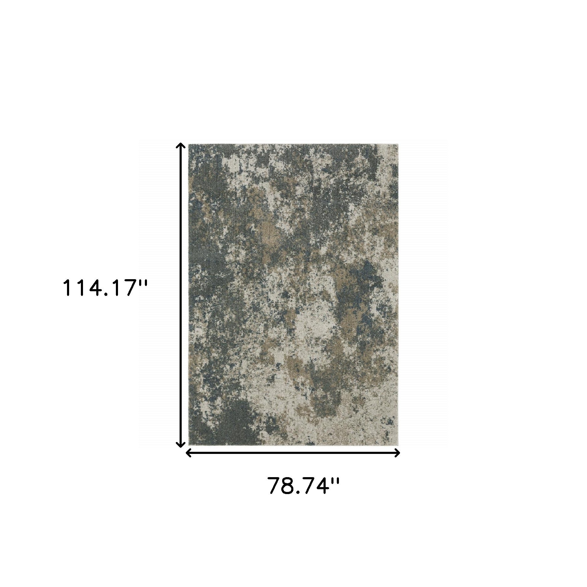 6' X 9' Teal Grey Tan And Beige Abstract Power Loom Stain Resistant Area Rug