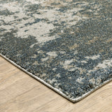6' X 9' Teal Grey Tan And Beige Abstract Power Loom Stain Resistant Area Rug