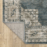 2' X 8' Blue And Beige Oriental Power Loom Stain Resistant Runner Rug