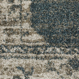 2' X 8' Blue And Beige Oriental Power Loom Stain Resistant Runner Rug