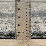 2' X 8' Blue And Beige Oriental Power Loom Stain Resistant Runner Rug