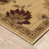 2' X 8' Ivory Green Brown Blue And Rust Floral Power Loom Stain Resistant Runner Rug