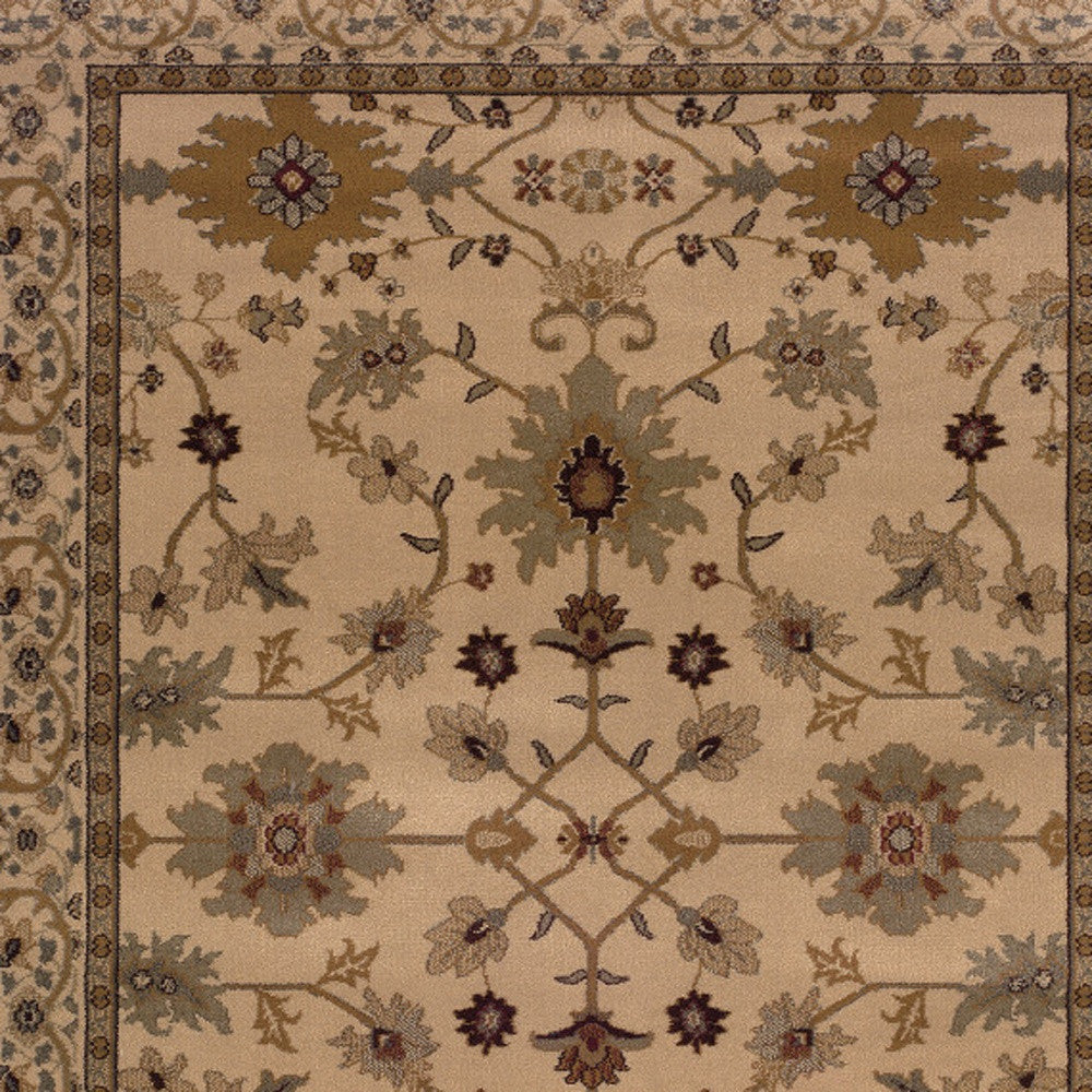 4' X 6' Ivory Oriental Power Loom Stain Resistant Area Rug