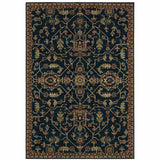 6' X 9' Blue And Red Oriental Power Loom Stain Resistant Area Rug