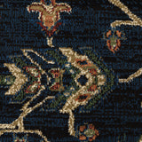 6' X 9' Blue And Red Oriental Power Loom Stain Resistant Area Rug