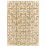 6' X 9' Gold And Ivory Geometric Power Loom Stain Resistant Area Rug