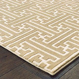 8' X 11' Gold And Ivory Geometric Power Loom Stain Resistant Area Rug