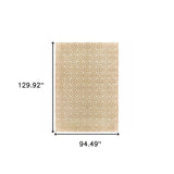 8' X 11' Gold And Ivory Geometric Power Loom Stain Resistant Area Rug