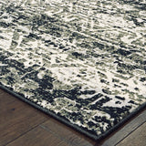 2' X 8' Grey And Ivory Geometric Power Loom Stain Resistant Runner Rug