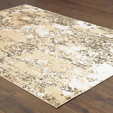 6' X 9' Grey And Gold Abstract Power Loom Stain Resistant Area Rug