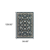 8' X 11' Navy Caramel And Ivory Oriental Power Loom Stain Resistant Area Rug