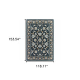 10' X 13' Navy Caramel And Ivory Oriental Power Loom Stain Resistant Area Rug