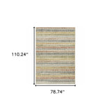 6' X 9' Ivory Blue Green Red And Gold Geometric Power Loom Stain Resistant Area Rug