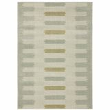 3' X 5' Beige Grey Gold And Green Geometric Power Loom Stain Resistant Area Rug