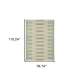 6' X 9' Beige Grey Gold And Green Geometric Power Loom Stain Resistant Area Rug