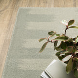 6' X 9' Beige Grey Gold And Green Geometric Power Loom Stain Resistant Area Rug