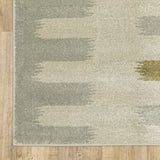 6' X 9' Beige Grey Gold And Green Geometric Power Loom Stain Resistant Area Rug