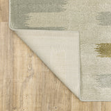 10' X 13' Beige Grey Gold And Green Geometric Power Loom Stain Resistant Area Rug