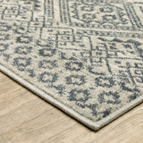 3' X 5' Blue And Beige Geometric Power Loom Stain Resistant Area Rug