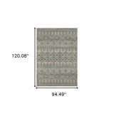 8' X 10' Blue And Beige Geometric Power Loom Stain Resistant Area Rug