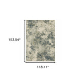 10' X 13' Beige Teal Grey And Gold Abstract Power Loom Stain Resistant Area Rug