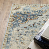 5' X 7' Blue Beige Rust Gold And Teal Oriental Power Loom Stain Resistant Area Rug