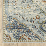 5' X 7' Blue Beige Rust Gold And Teal Oriental Power Loom Stain Resistant Area Rug