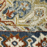 5' X 7' Rust Beige Teal Blue And Gold Oriental Power Loom Stain Resistant Area Rug