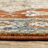 6' X 9' Rust Beige Teal Blue And Gold Oriental Power Loom Stain Resistant Area Rug