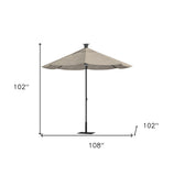 9' Gray Sunbrella Octagonal Lighted Market Patio Umbrella with USB and Solar